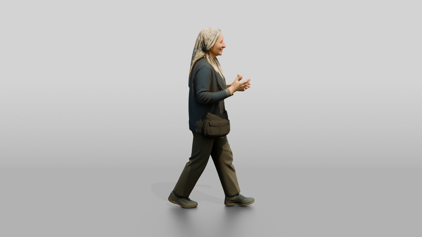 Elderly Woman Walking and Talking
