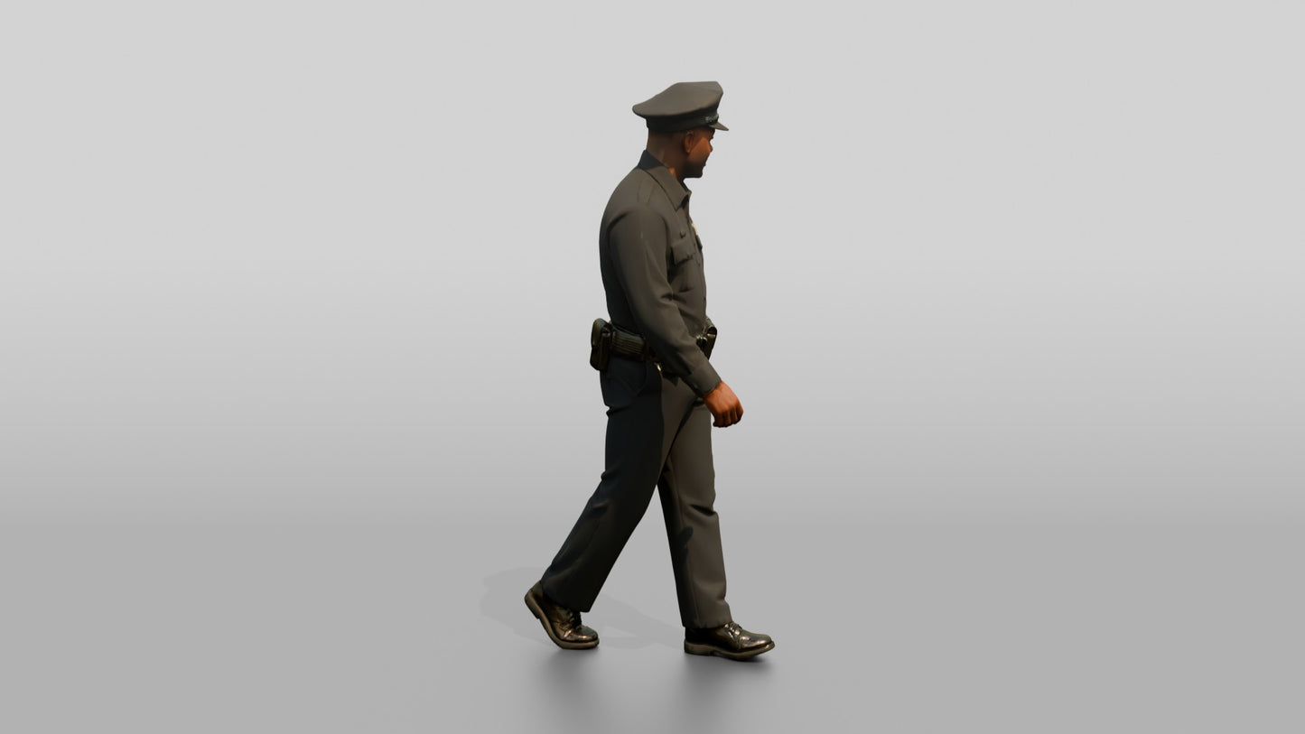 Police Officer Looking Over His Shoulder