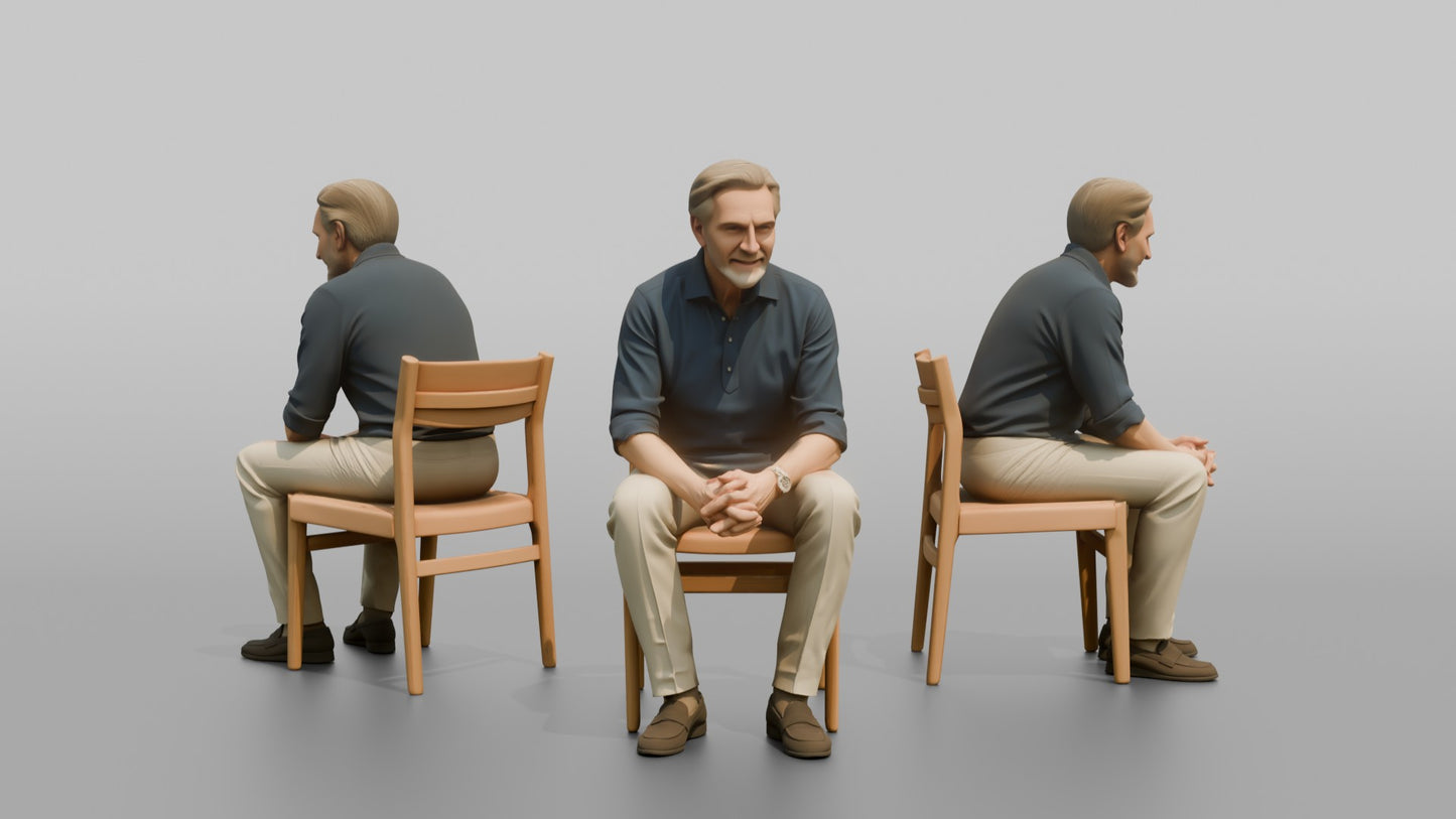 British Gentleman Seated in Linen Trousers and a Polo Shirt