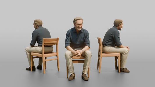 British Gentleman Seated in Linen Trousers and a Polo Shirt
