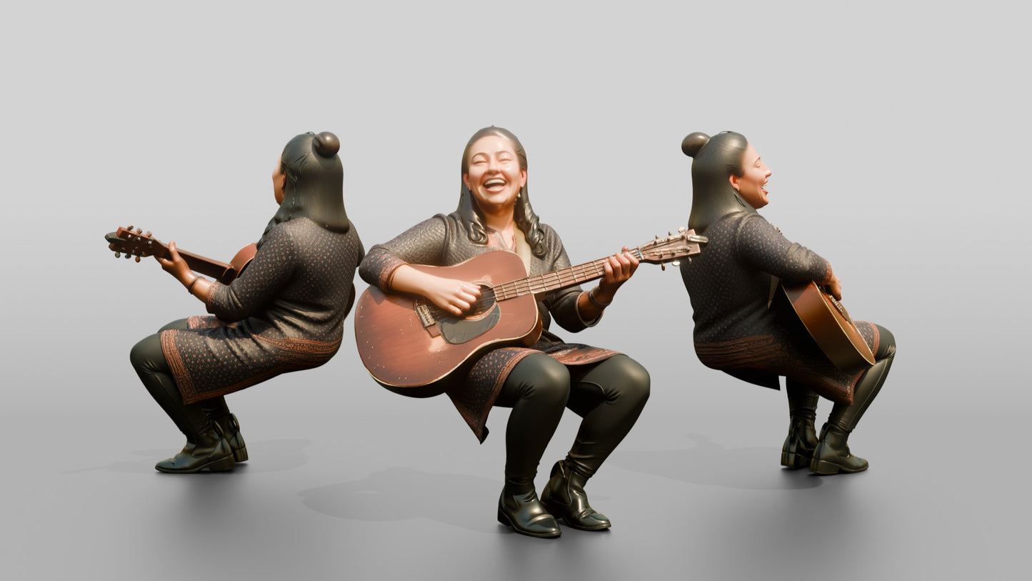 Woman Playing Acoustic Guitar