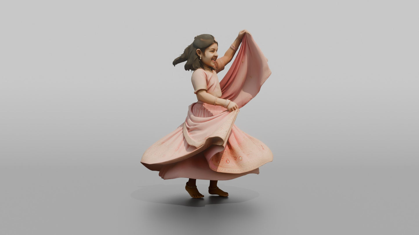 Flower Girl Spinning in a Pink Lehenga