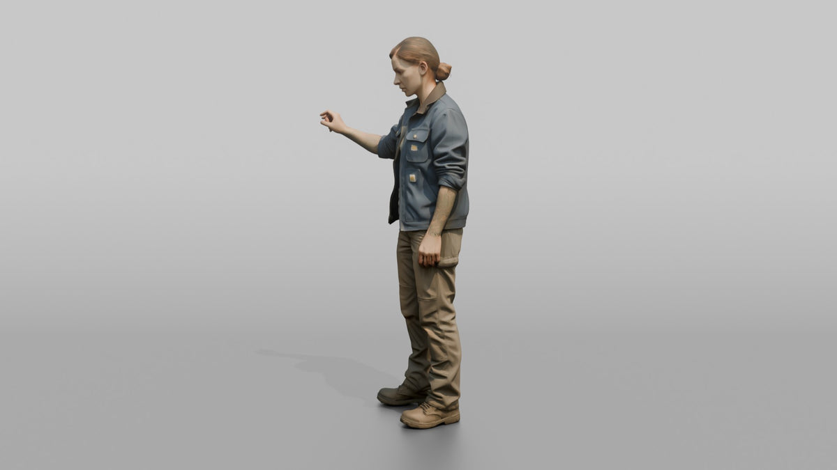 Farmer Operating Mechanical Seed Sorting Machine - 3D character model, view 4