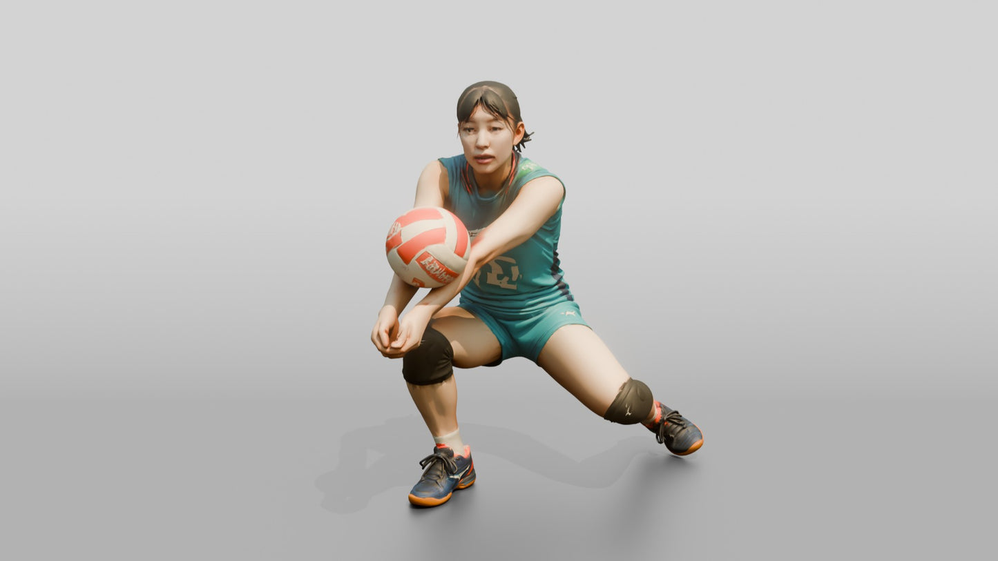 East Asian Female Volleyball Player in Teal Jersey