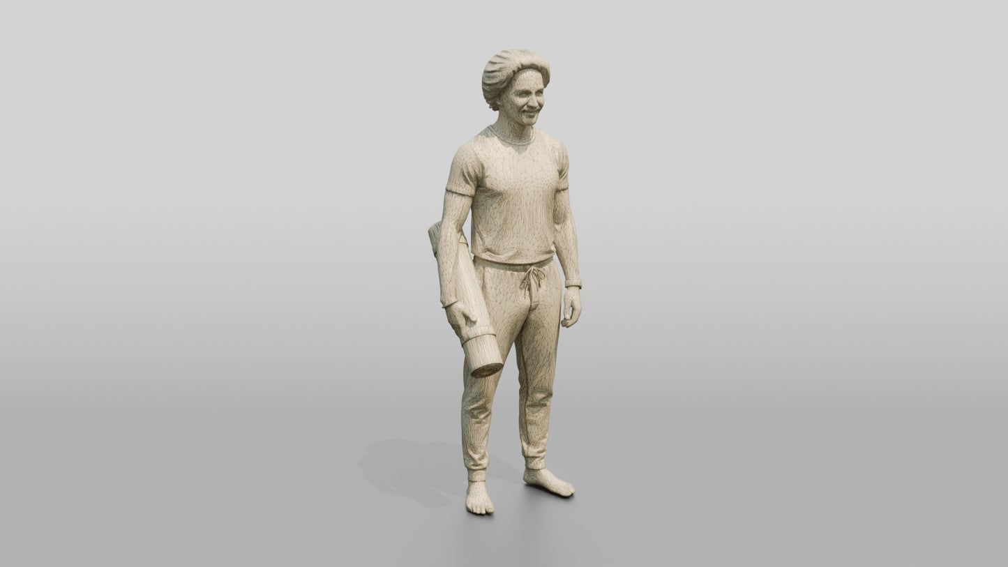 Standing Man Holding Yoga Mat