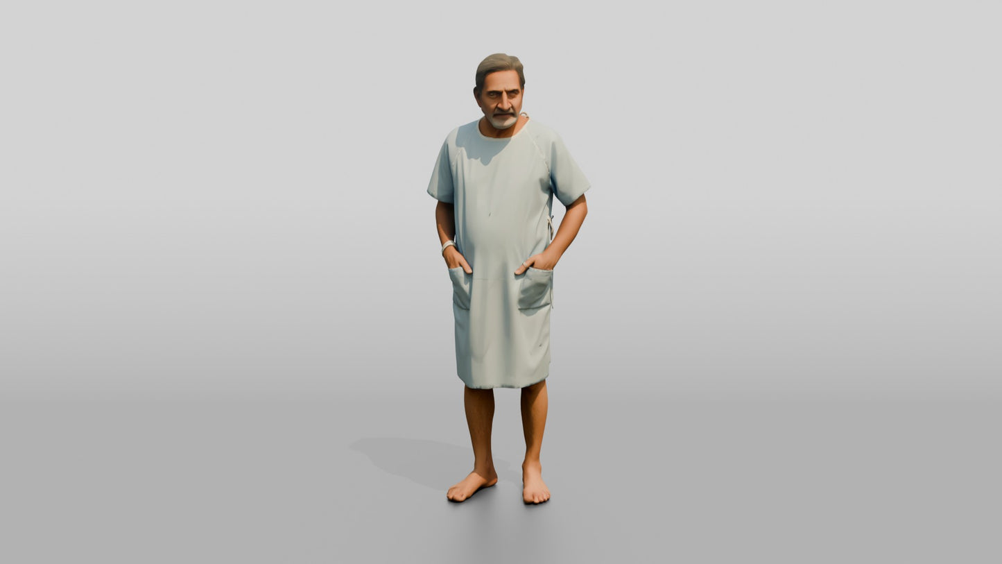 Elderly Man Patient Standing with Hands in Pockets
