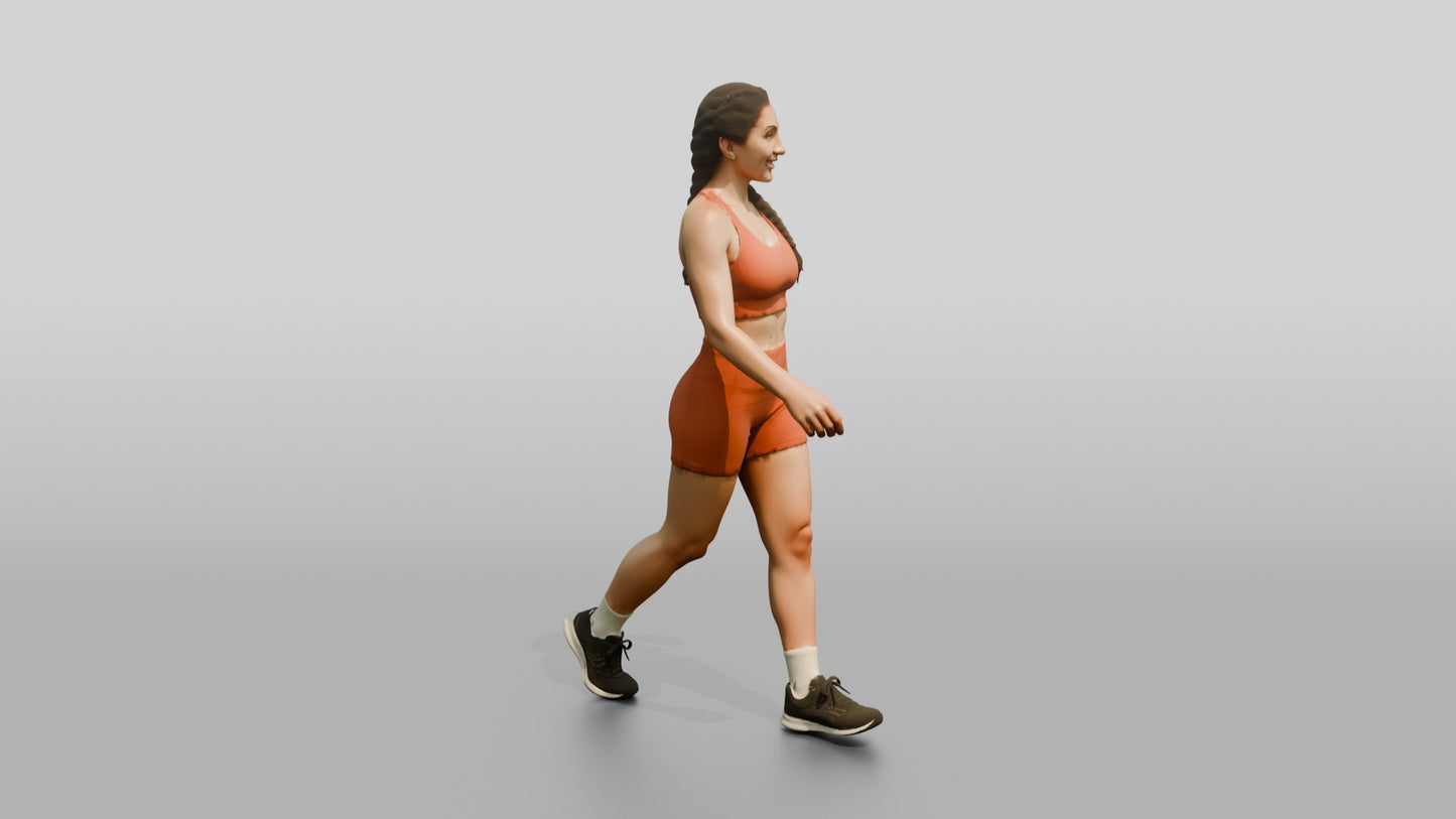 Woman in Rust Orange Activewear Walking