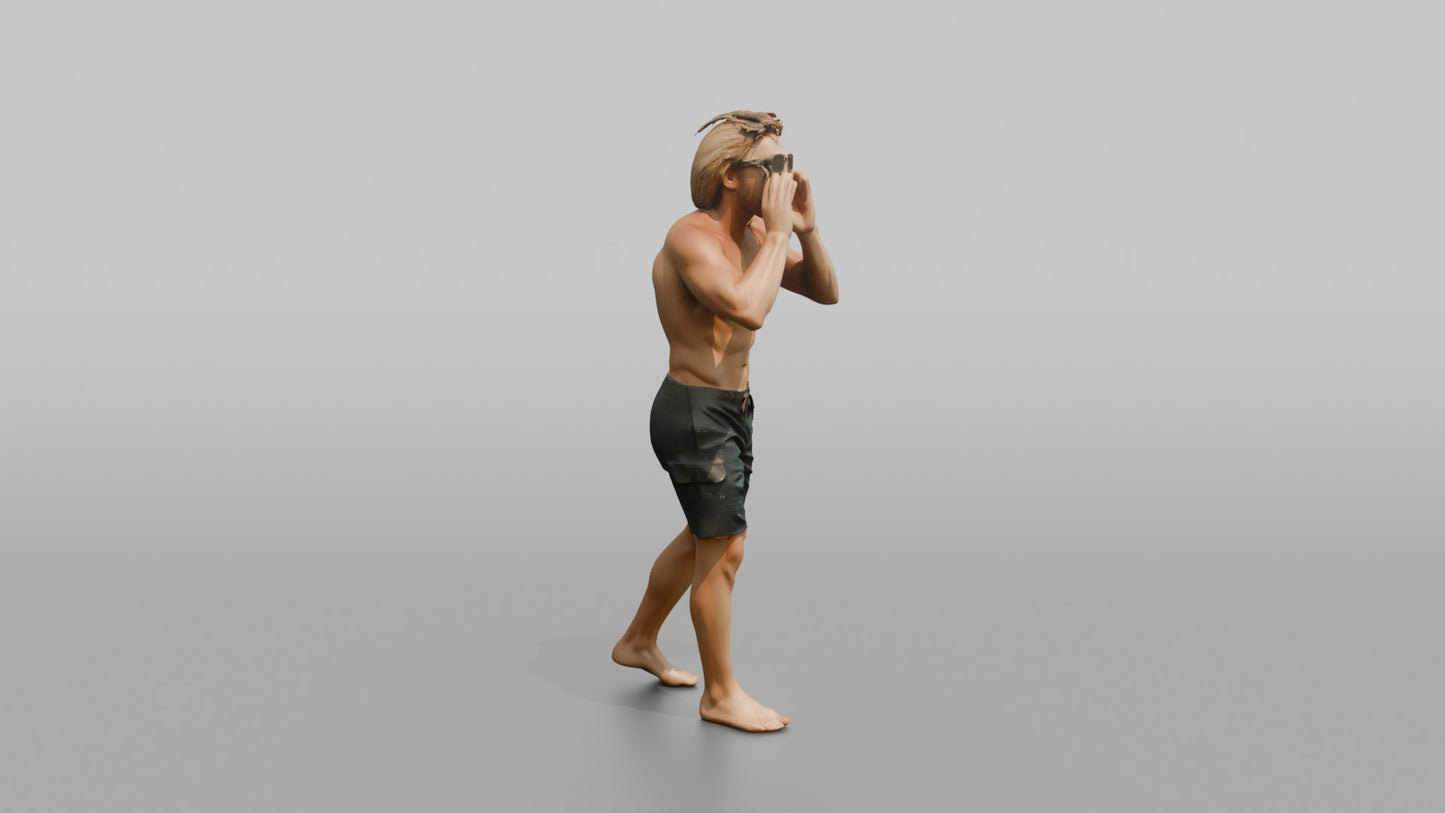 Surfer Calling Out with Cupped Hands