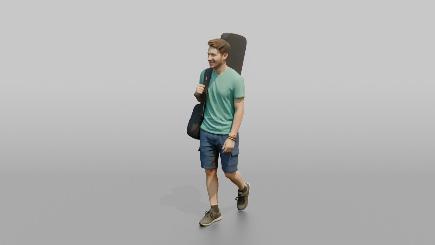 Vacationer Wearing Bright Teal T Shirt