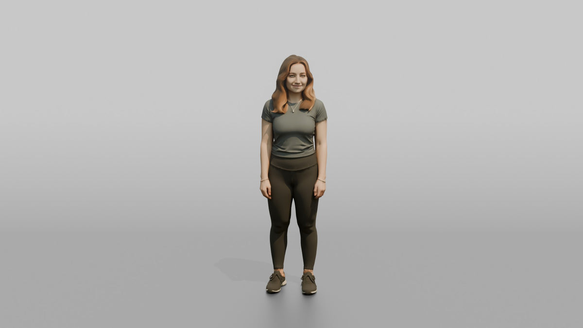 Physique Model Woman Standing With Arms At Sides, Relaxed Confident Pose - 3D character model, view 5