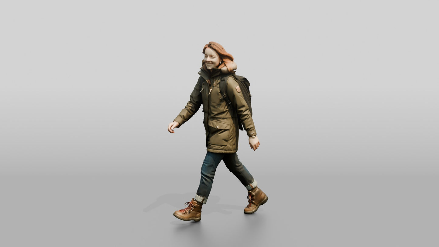 Caucasian Woman in Technical Winter Parka