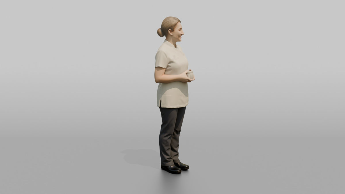 Esthetician Man Holding A Jar Of Face Cream - 3D character model, view 2