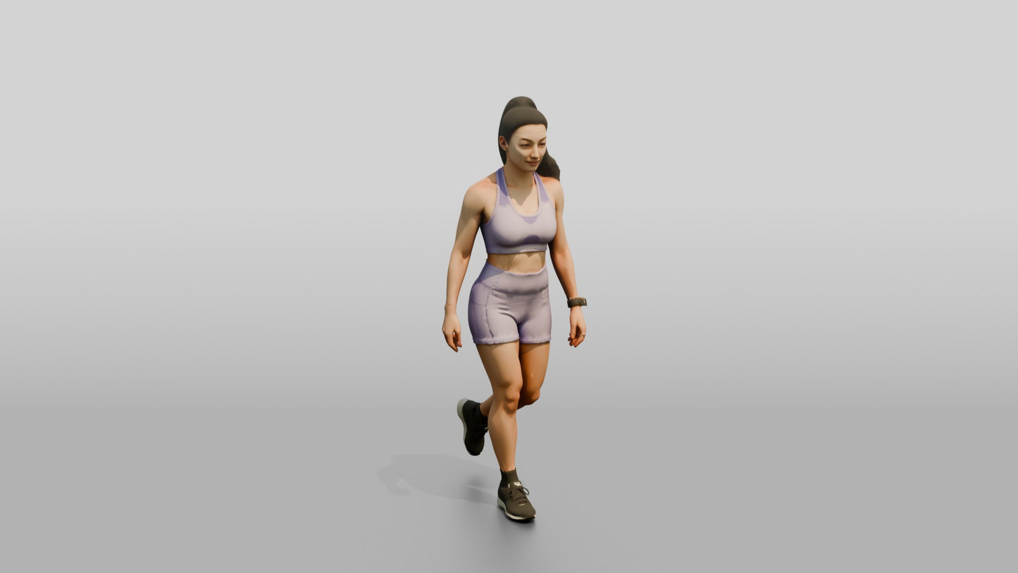 Woman in Lavender Activewear Walking Forward