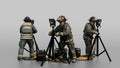 Firefighter Man Operating a Portable Floodlight Tripod