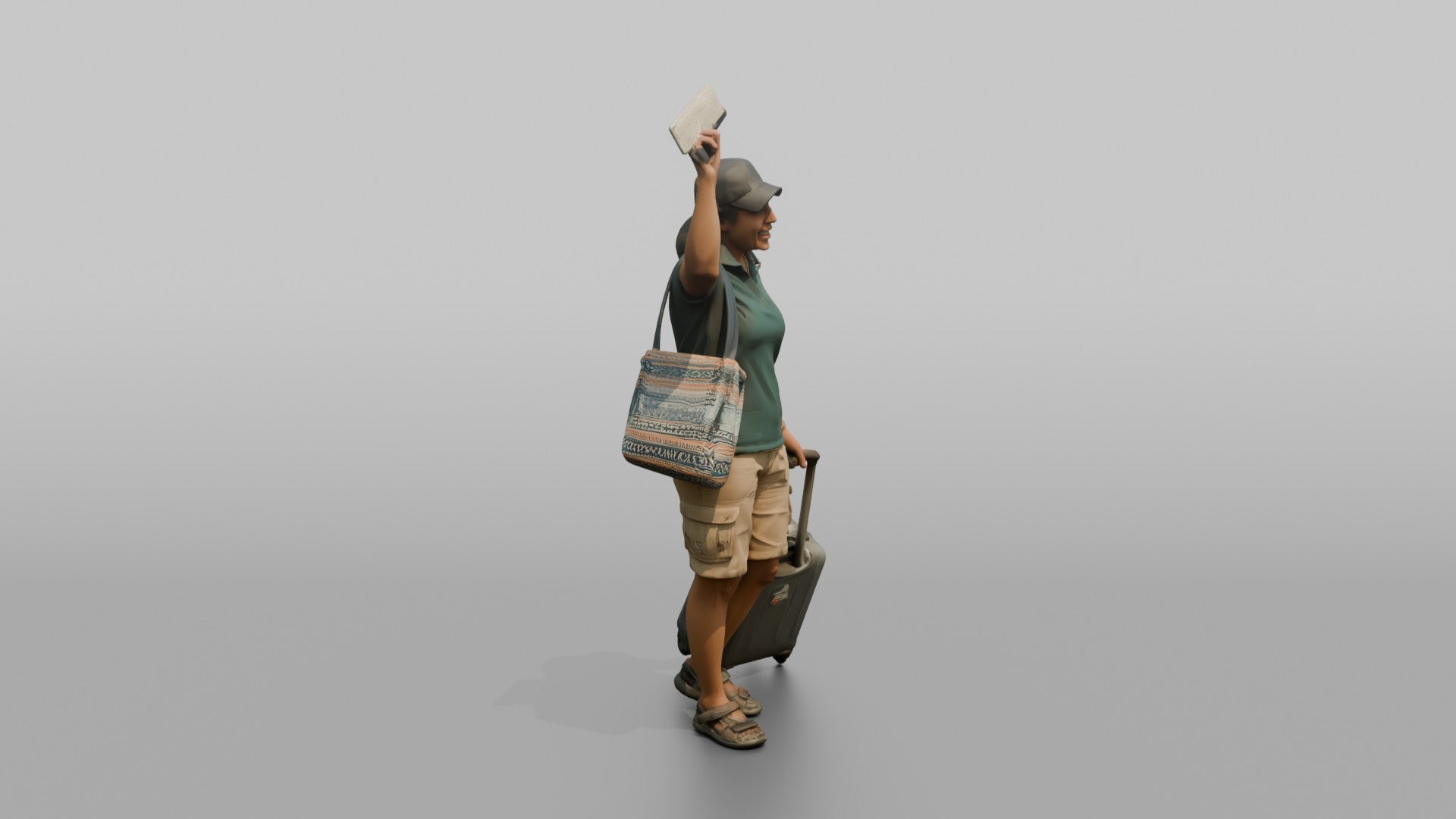 Traveler Waving Her Boarding Pass