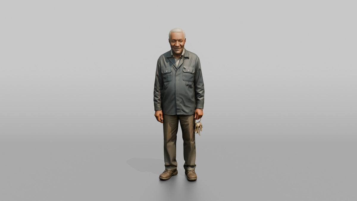 Man Store Owner Holding A Set Of Keys - 3D character model, view 5