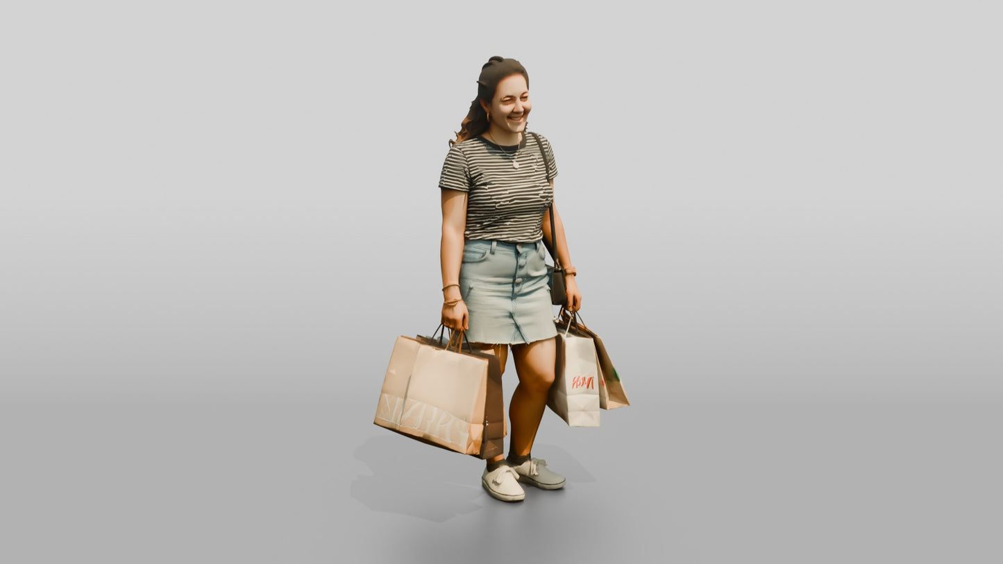 Stocky Italian Young Woman Holding Shopping Bags