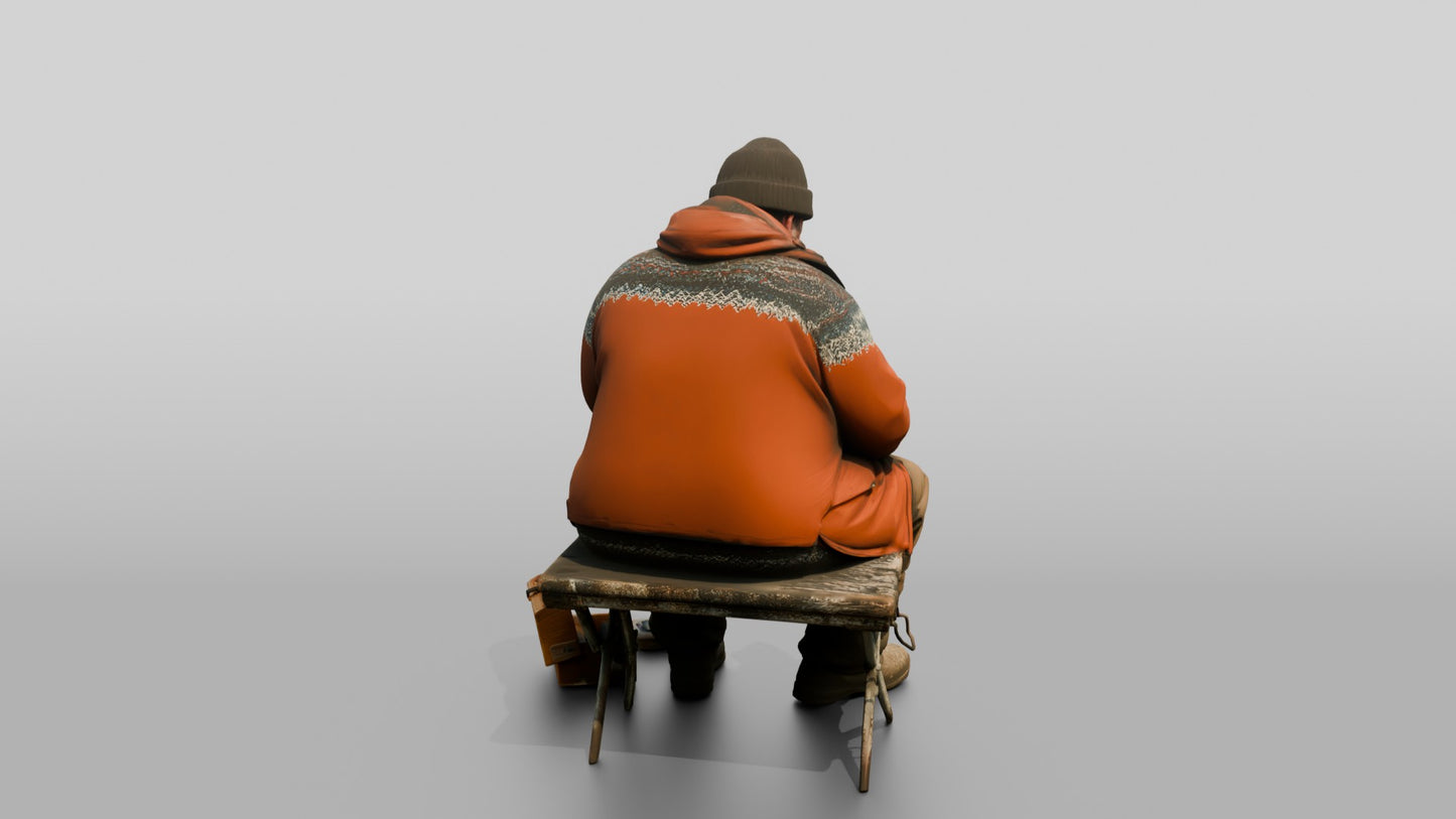 Elderly Norwegian Man Ice Fishing