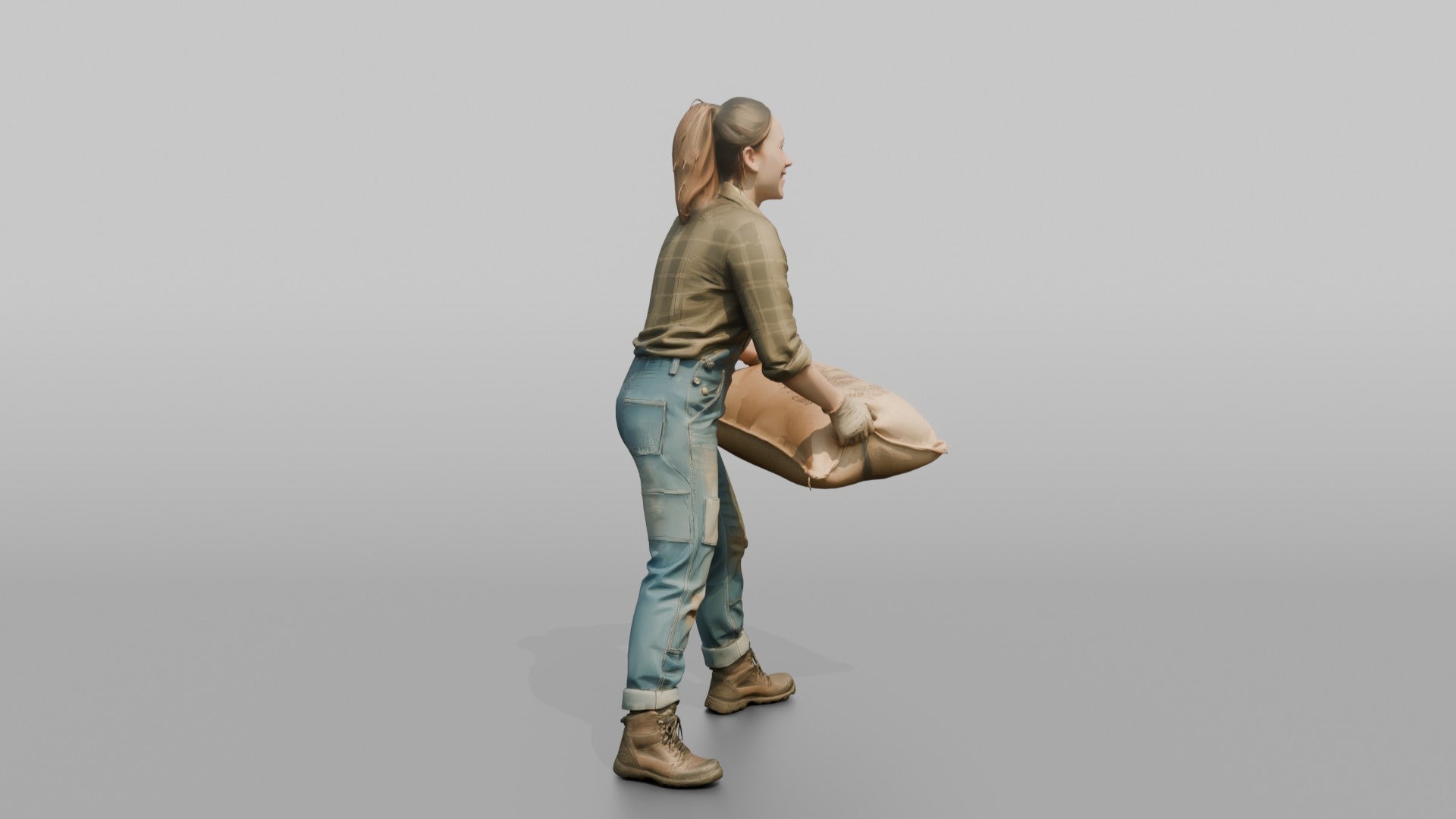 Farmer Loading Burlap Sacks Of Potatoes Onto Wooden