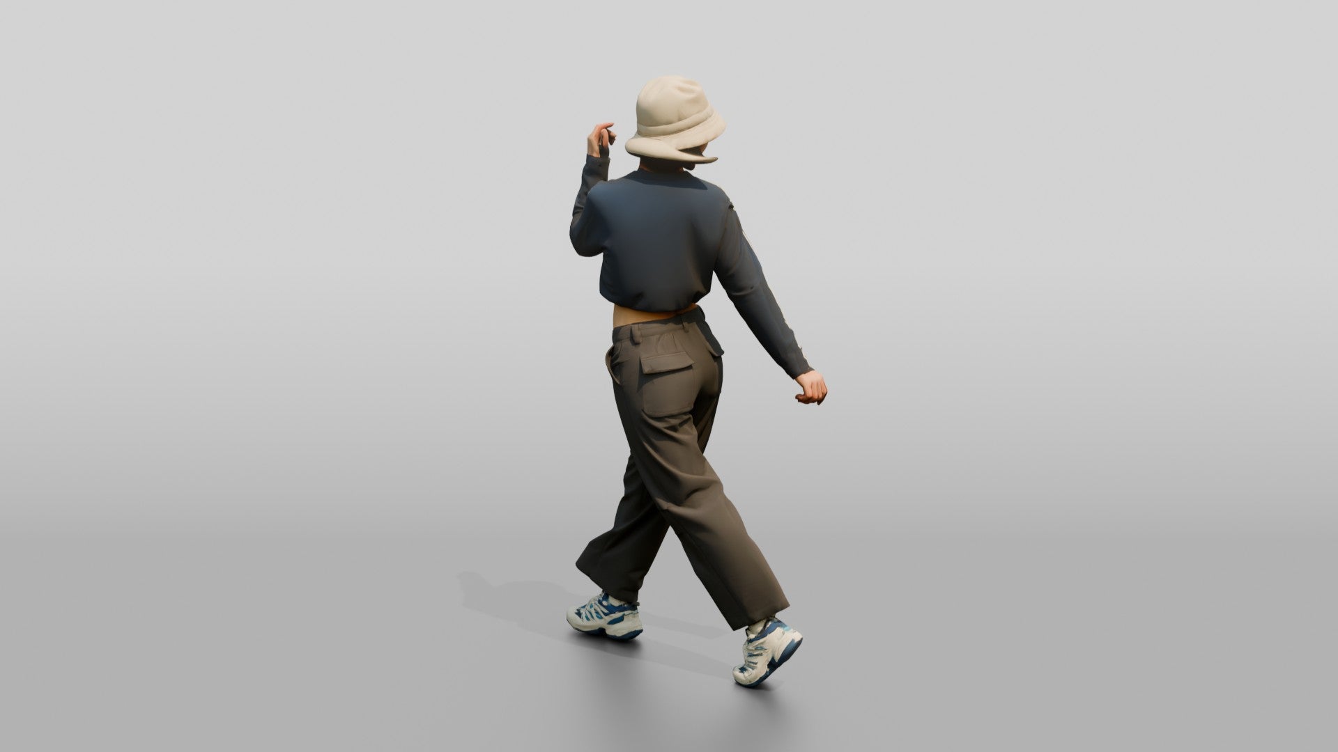 Woman Mid-Spin Glancing Over Shoulder