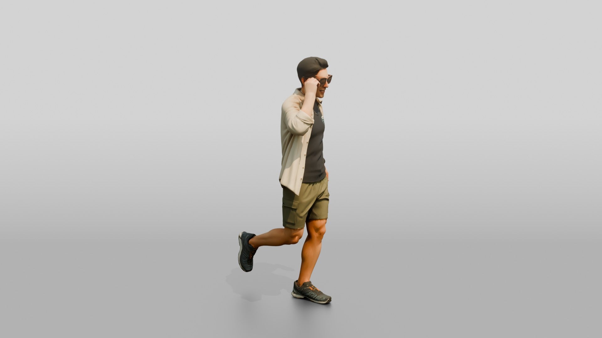 Man Sliding On Trendy Sunglasses