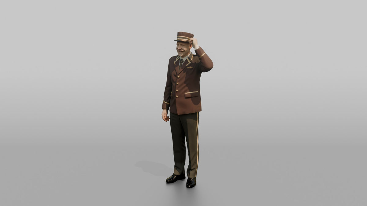 Bellhop Woman Adjusting A Bellhop Cap - 3D character model, view 4