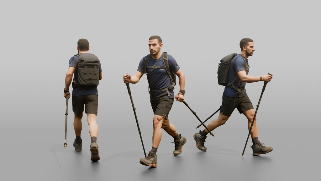 Speed Hiker Walking with Dual Poles