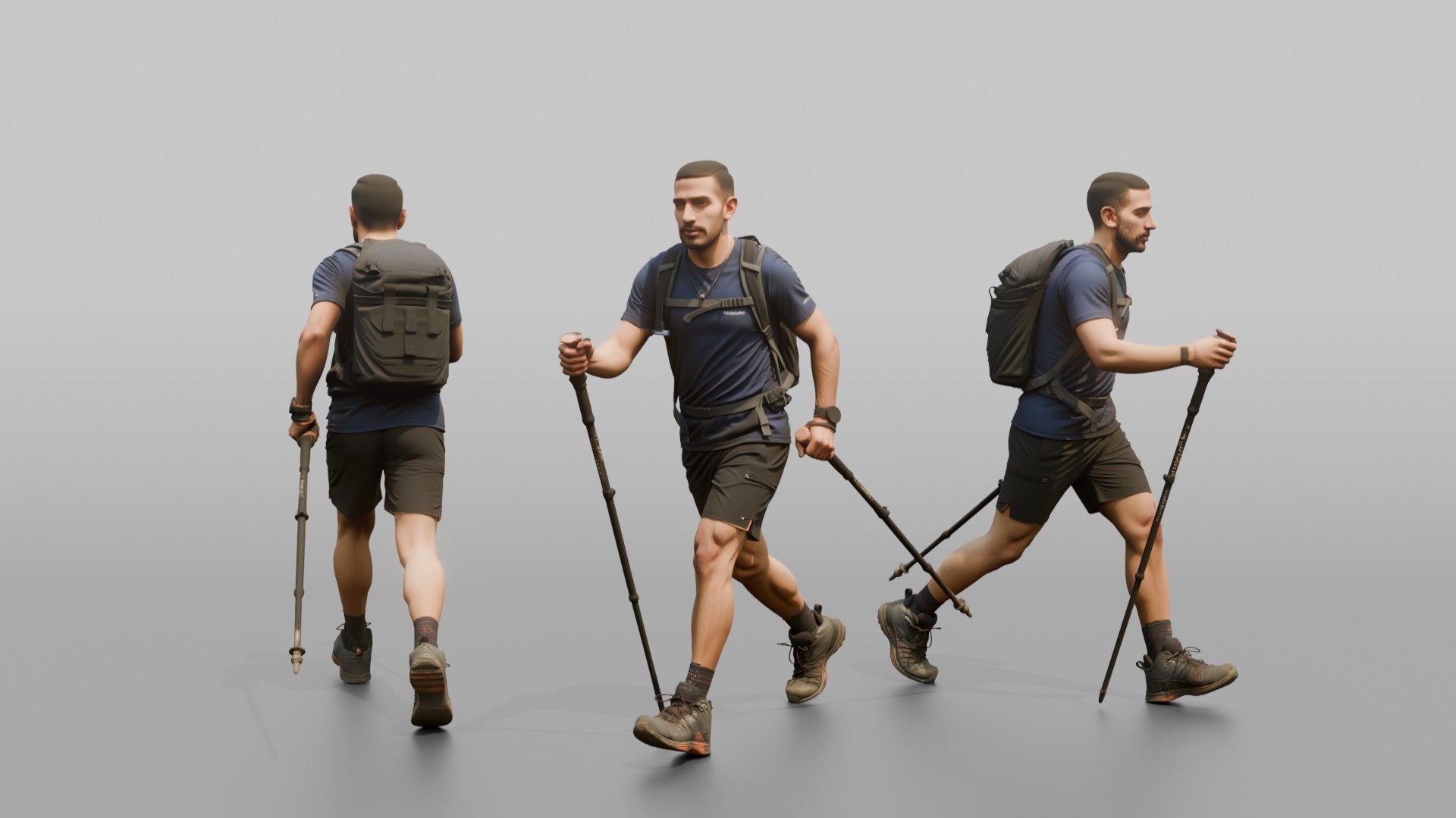 Speed Hiker Walking with Dual Poles