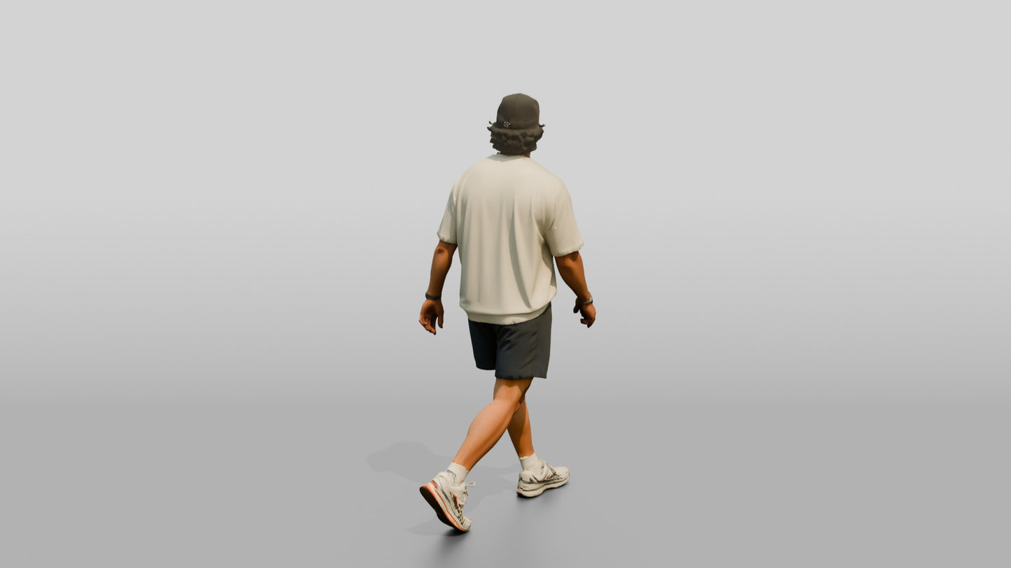 Latino Man Walking Confidently on the Boardwalk