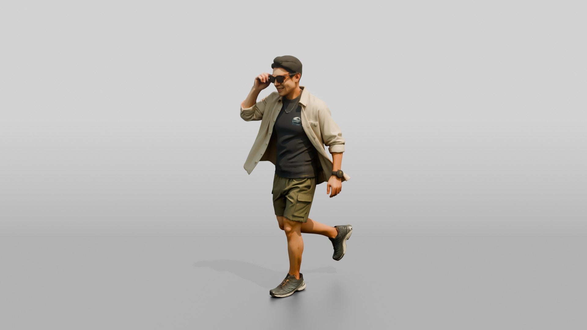 Man Sliding On Trendy Sunglasses