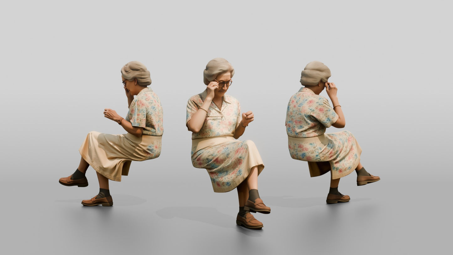 Elderly Slender Spanish Woman Adjusting Her Glasses