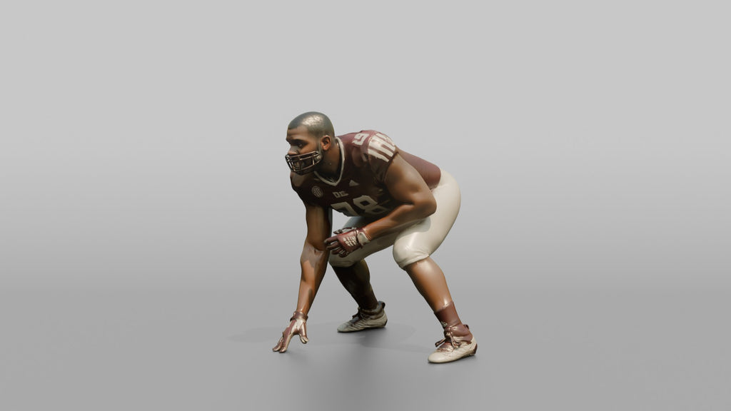 Offensive Lineman in a Three-Point Stance