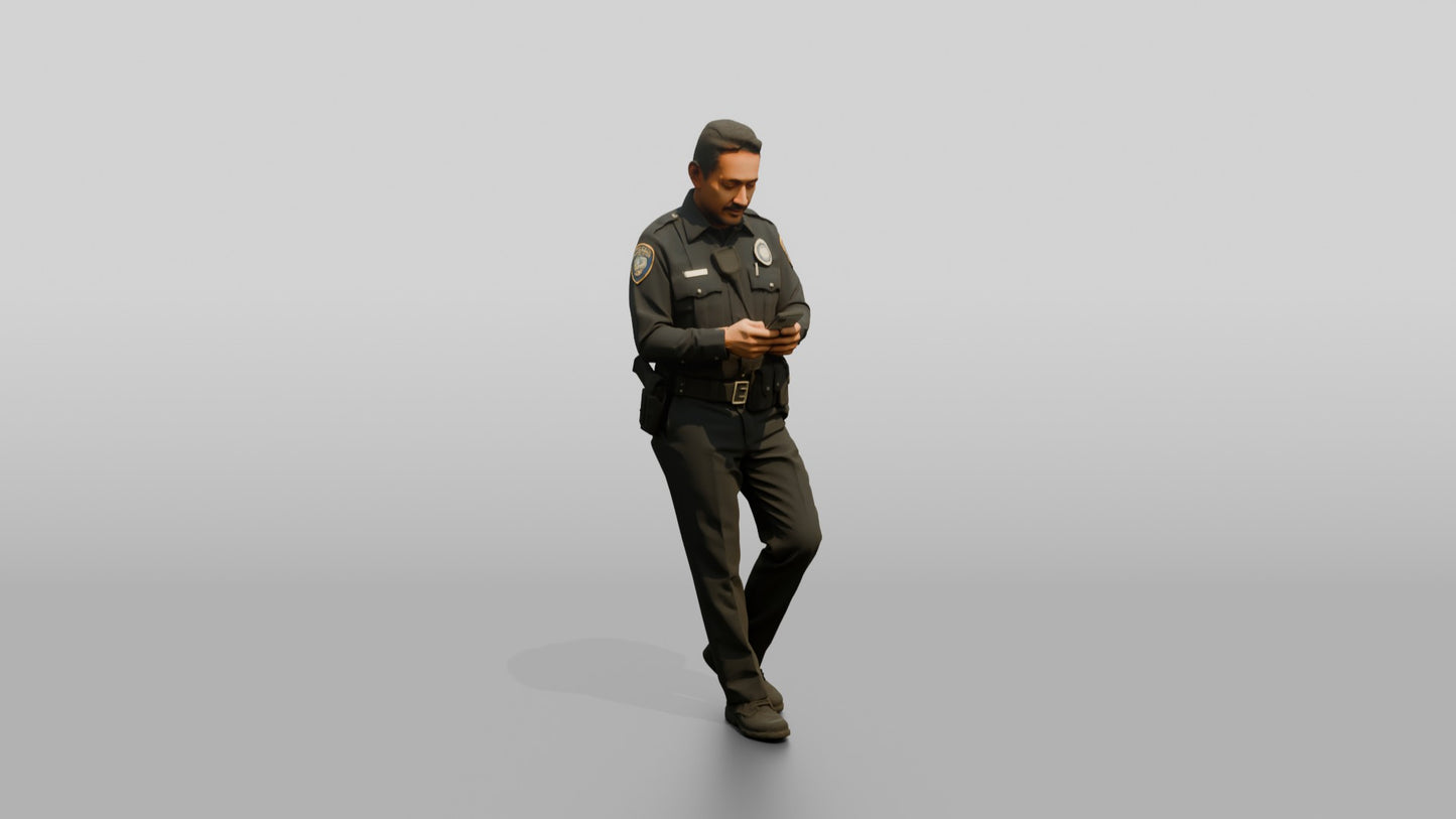 Police Officer Checking His Phone