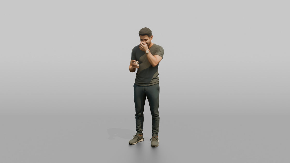 Man Customer Testing A Cologne Sample On His Wrist - 3D character model