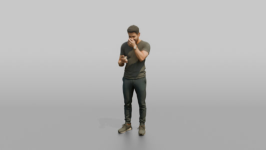 Man Customer Testing A Cologne Sample On His Wrist - 3D character model