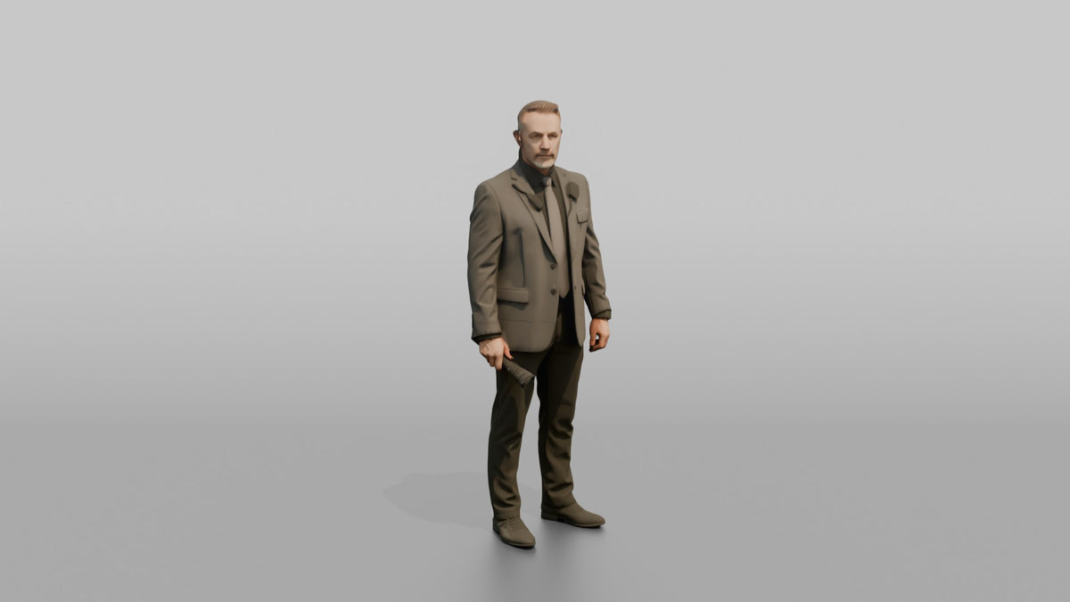 Door Staff Man Holding A Flashlight - 3D character model