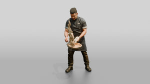 Sous Chef Flaming a Pan - 3D character model, view 1