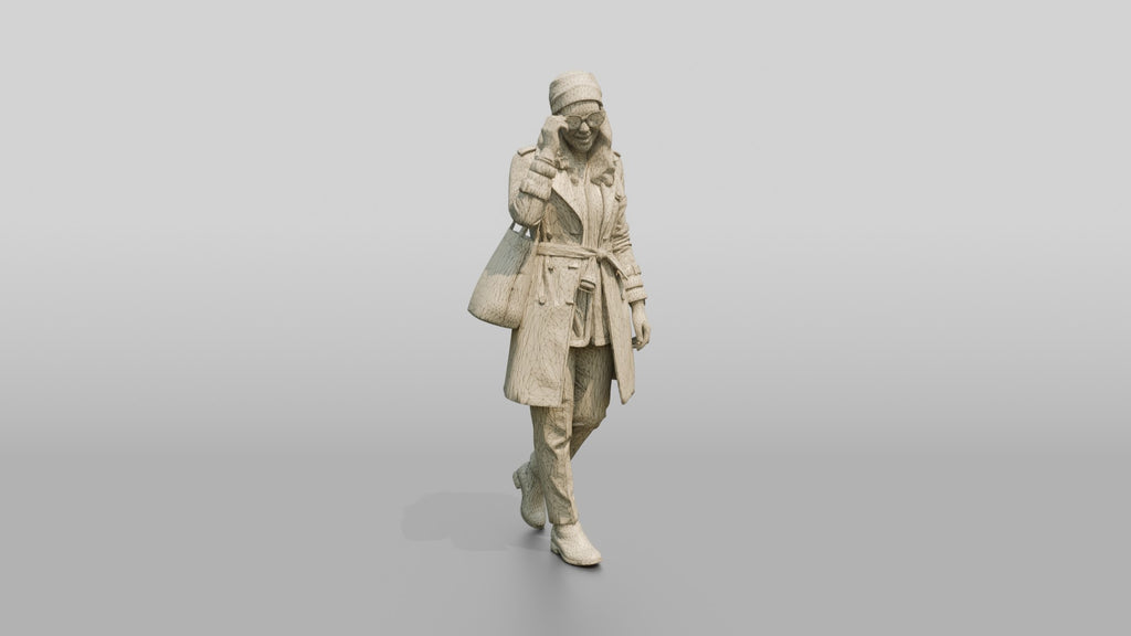 Woman in Headscarf and Trench Coat with Sunglasses
