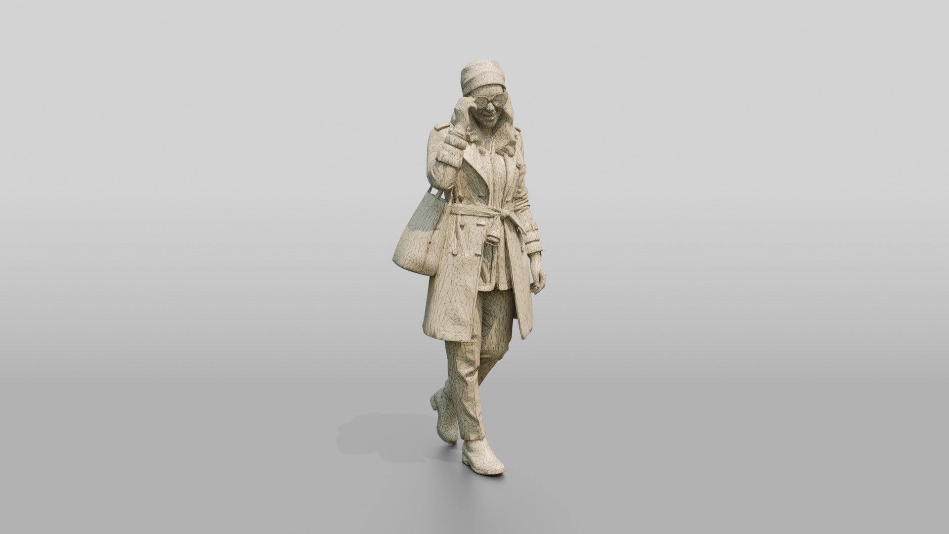 Woman in Headscarf and Trench Coat with Sunglasses