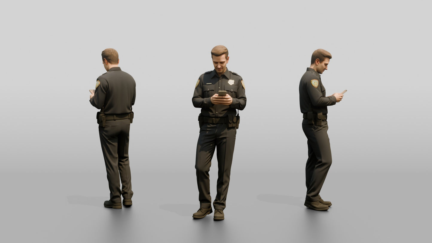 Police Officer Leaning and Texting