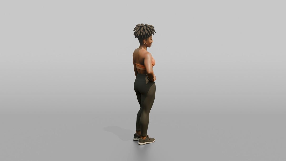 Physique Model Woman Flexing A Side Pose, One Hand On Hip - 3D character model