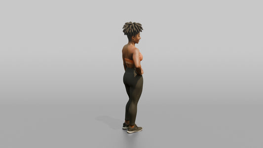 Physique Model Woman Flexing A Side Pose, One Hand On Hip - 3D character model