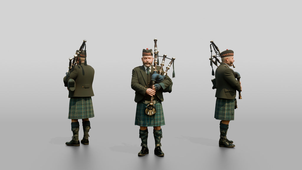 Bagpiper Playing Highland Bagpipes