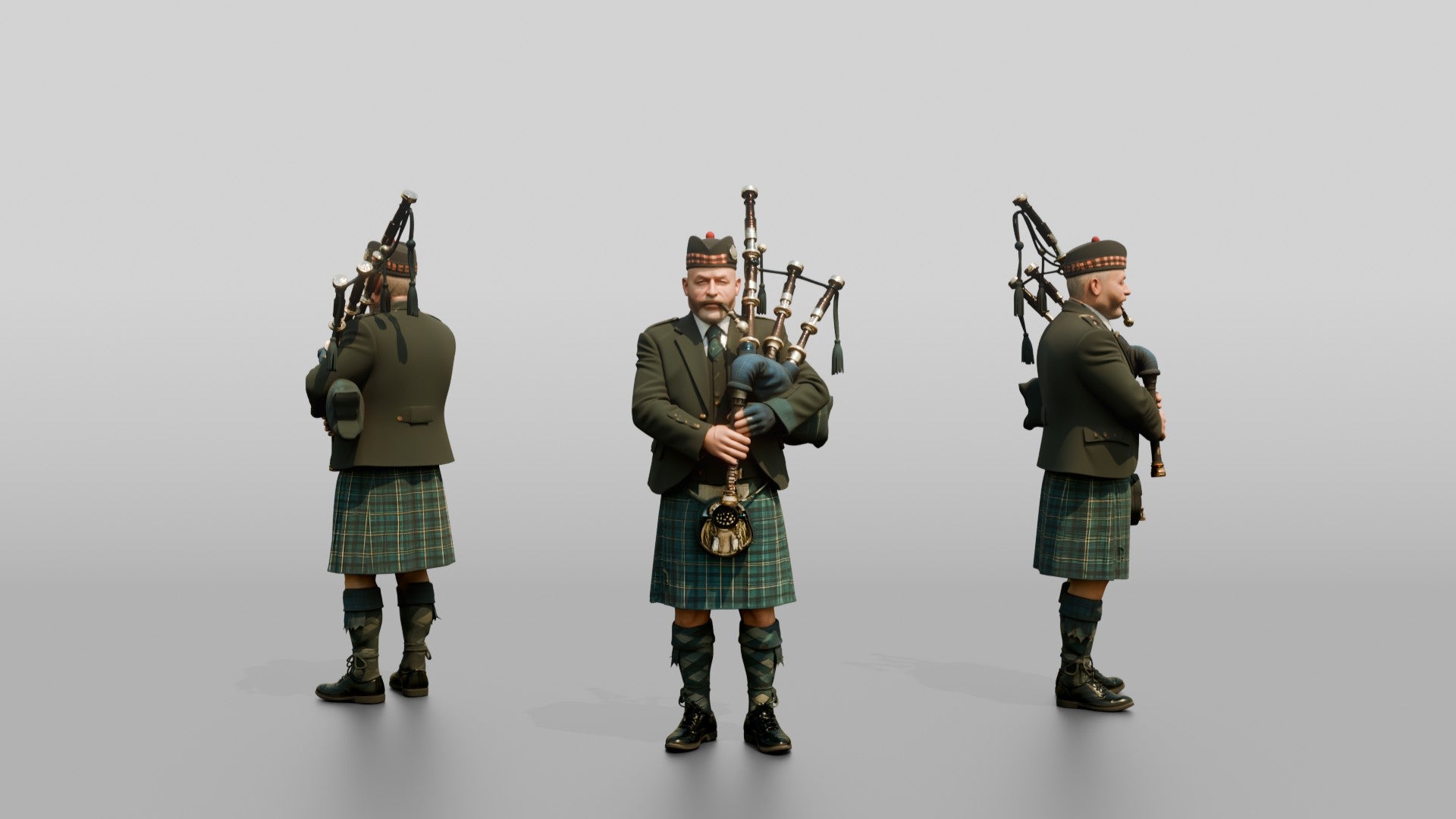 Bagpiper Playing Highland Bagpipes