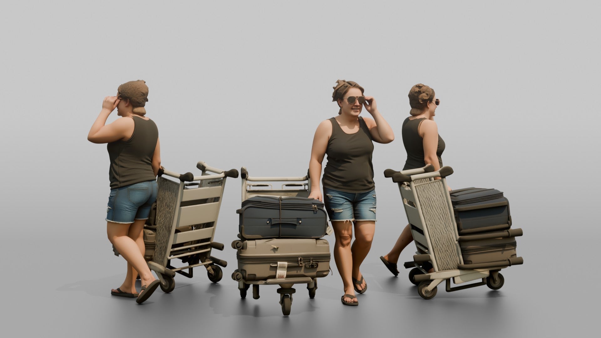 Traveler Putting On Sunglasses In Terminal