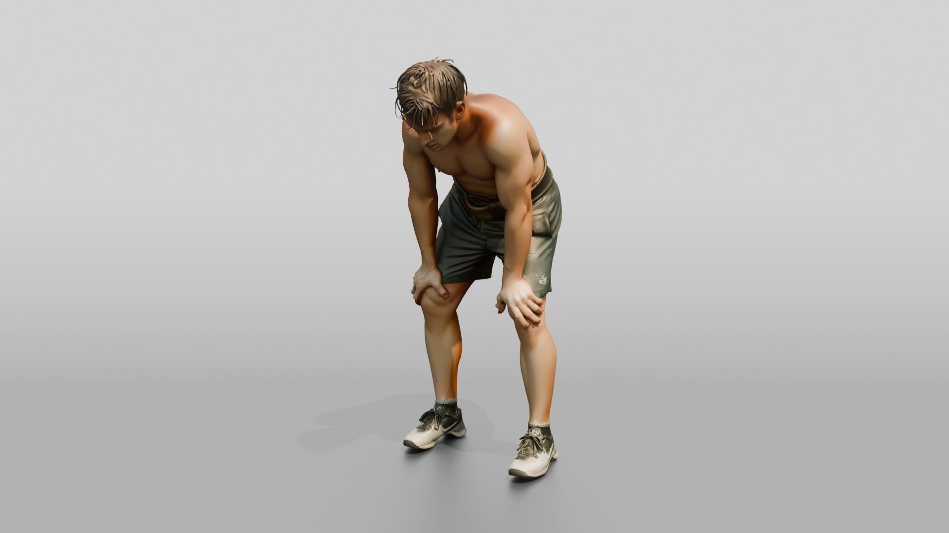 Man Catching Breath After Workout