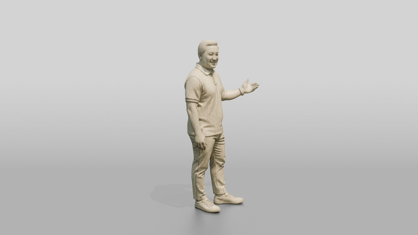 Casual Man Gesturing in a Polo