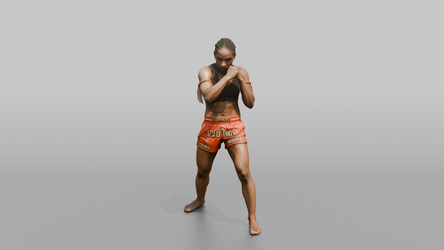 Muay Thai Fighter Sharp Elbow Strike While Driving Forward
