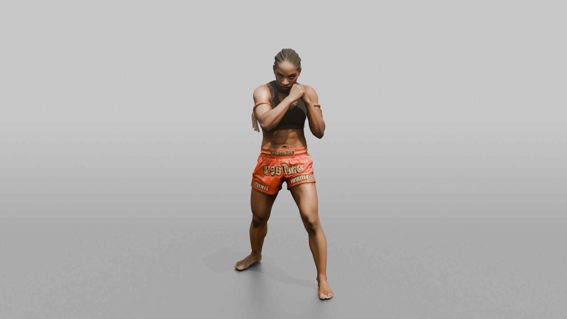 Muay Thai Fighter Sharp Elbow Strike While Driving Forward