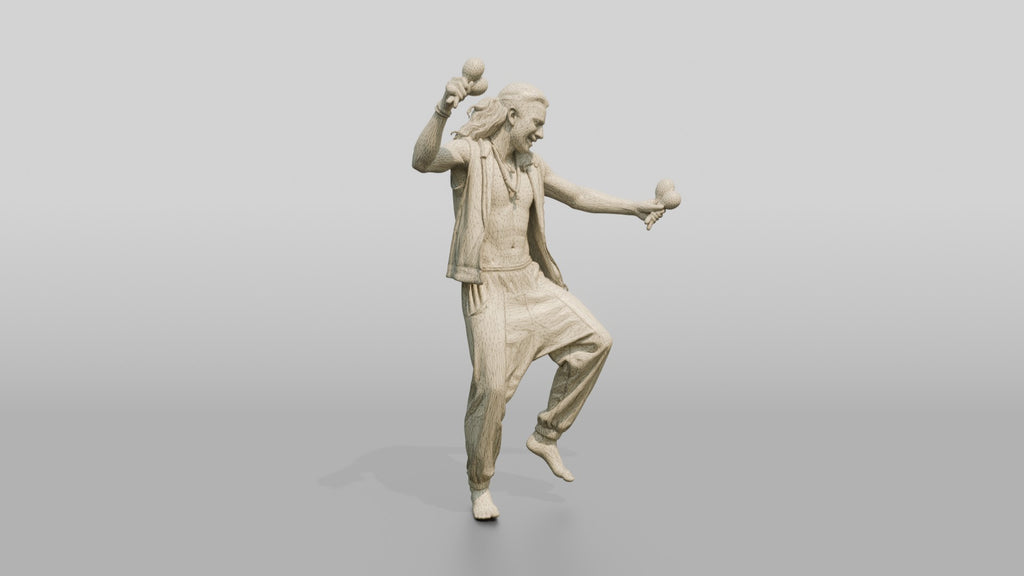 Shirtless Hippie Dancing with Maracas